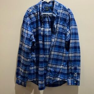 Blue Plaid Button-Up Shirt